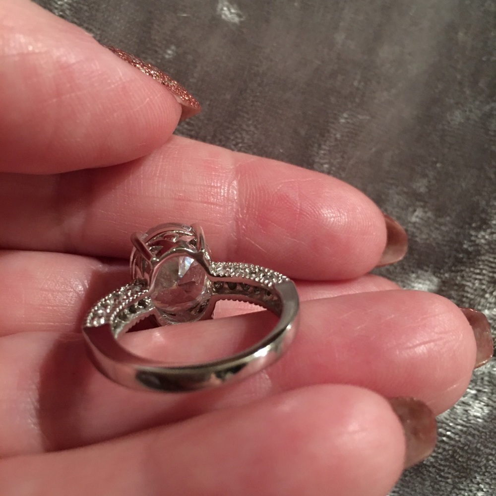 Sterling Silver Simulated Oval Solitaire Ring 6 - image 6